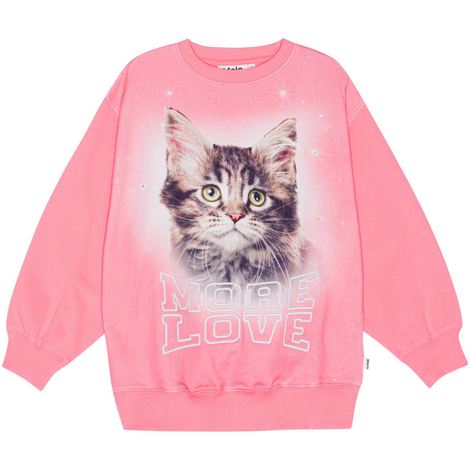 Monti - More Love Cat - Pink sweatshirt in organic cotton with a large 