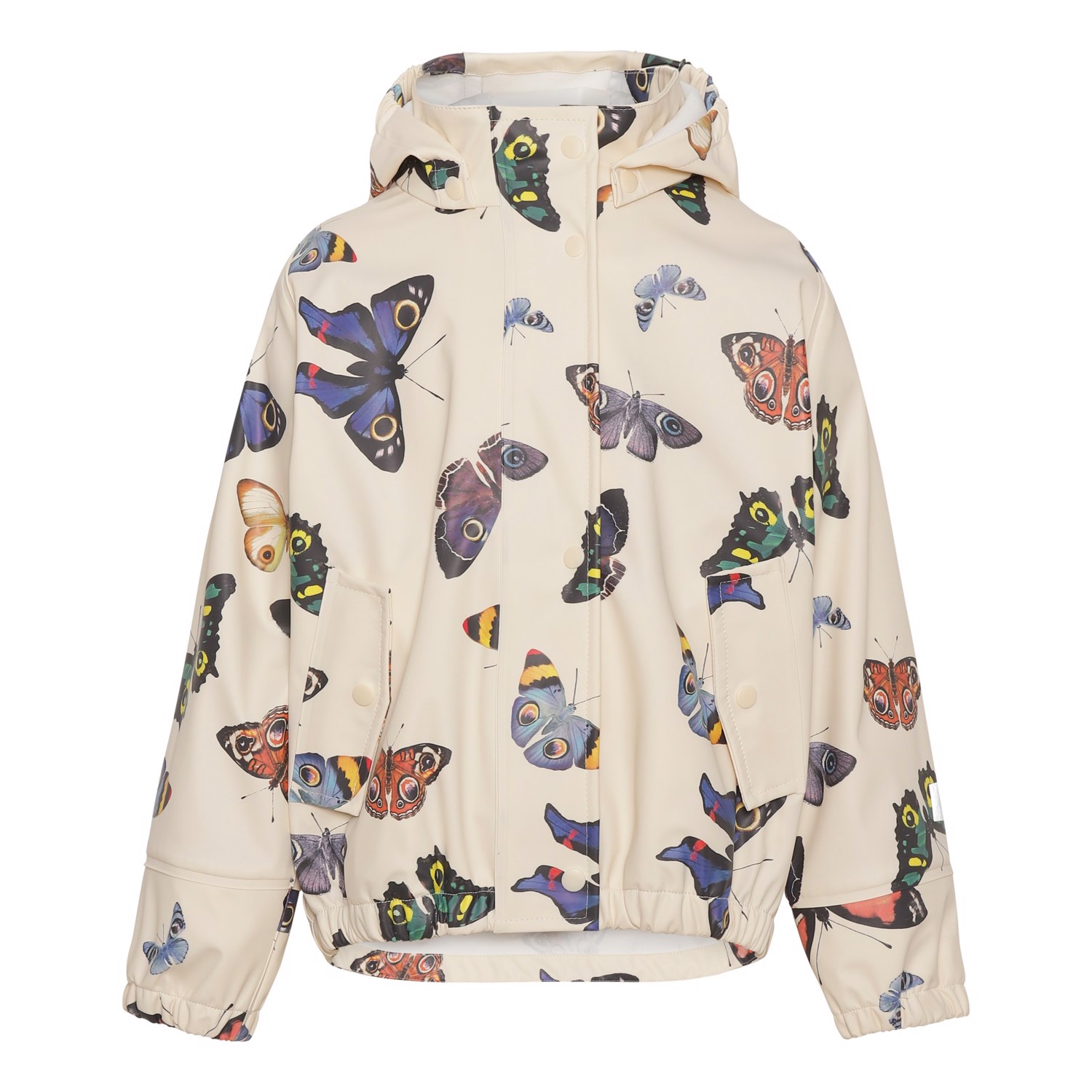 Zan - I See You Ivory - Recycled rubber rain jacket in a butterfly print 